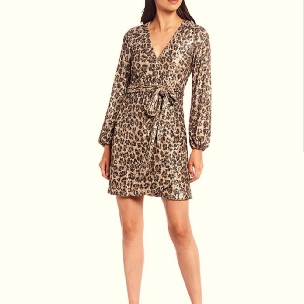 Gianni Bini NWT Leopard Wrap Dress Womens size Large
